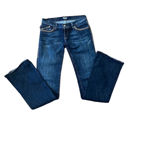 Rock & Republic Hgret boot cut cut dark wash jeans with embellishments 25 - Picture 1 of 14
